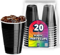 DecorRack 20 Party Cups 12 oz Disposable Plastic Cups for Birthday Party Bachelorette Camping Indoor Outdoor Events Beverage Drinking Cups (Black, 20) by DecorRack