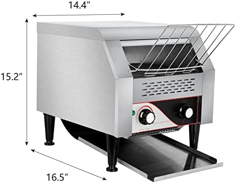 Commercial Conveyor Toaster, 300 Slices/H Electric Stainless Steel 1.9KW Countertop Toaster Heavy Duty 100% 304 Foodgrade Silver Bread for Home Restaurants Bakery Use - Image 6