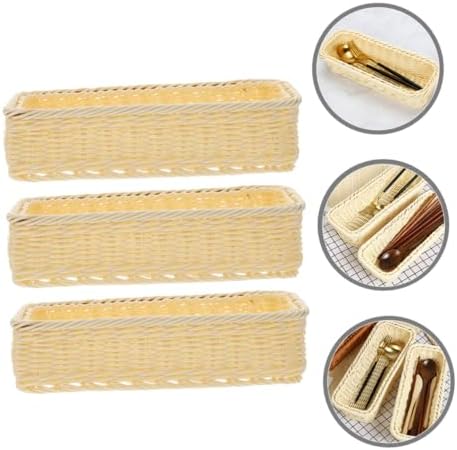 3 Piece Woven Cutlery Storage Basket for Bread Rolls - Image 7