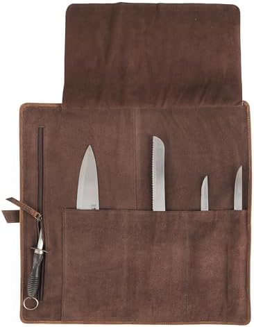 Leather Knife Roll Bag for Chefs – 17.5” x 17.5” Professional Chef Knife Storage Organizer, Portable Culinary Knife Case, Travel Knife Roll for Kitchen, BBQ & Catering - Image 4