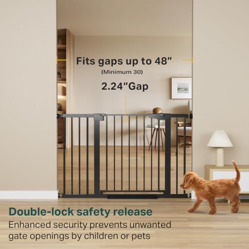 Cumbor 2-Pack 30-48 in Baby Gate for Stairs, Auto Close Dog Gate, Black - Image 3
