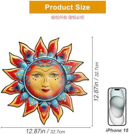 Daogtc Metal Sun Wall Decor - Sun Flower Wall Art Decoration,Hanging Decoration for Home Garden Farmhouse Yard Patio Fence Living Room Bedroom (SUN-I) - Image 4