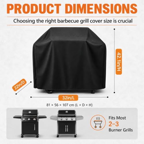 32 Inch Grill Cover for Outdoor Grill, Waterproof BBQ Cover - Image 2