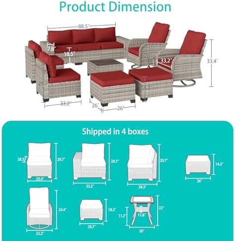 Outdoor Patio Furniture Set PE Wicker Rattan Outdoor Sectional Sofa - Image 2