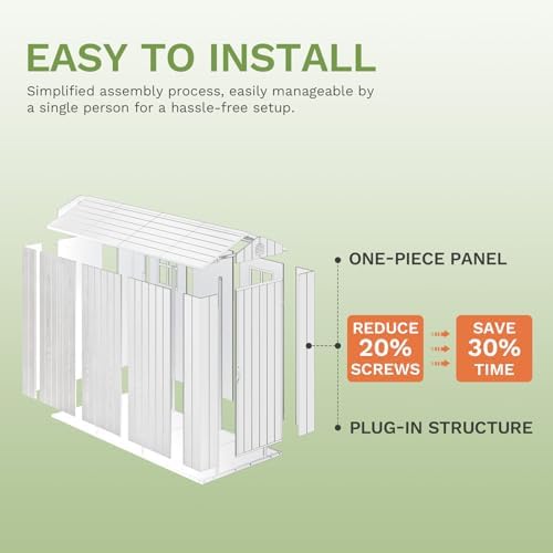 Patiowell 4x6 FT Plastic Outdoor Storage Shed with Floor, Light Gray - Image 4