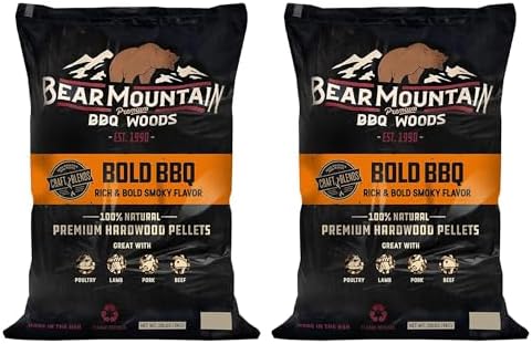 Bear Mountain Bold Wood Pellets for Smoker and Grill, 20lb Bag, 2-Pack by BearMountainBBQ