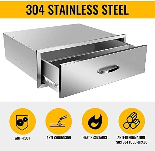 Outdoor Kitchen Drawers Stainless Steel 3-Drawer BBQ Drawer Enclosed Built-in Drawer Flush Mount For Outdoor Kitchens & BBQ Islands,30Wx23Dx10H - Image 4