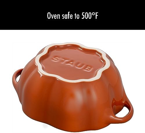 Staub Ceramic 2-pc 24-oz Petite Pumpkin Cocotte Set - Burnt Orange - Image 6