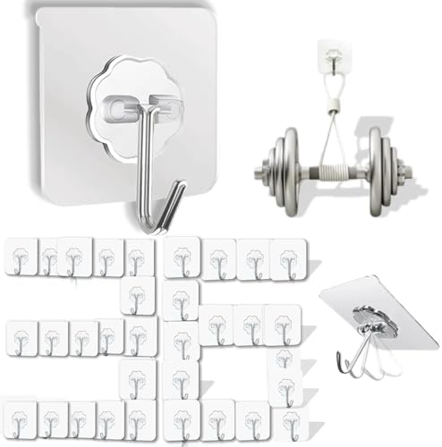 DDMY Clear Adhesive Hooks Heavy Duty Walls Hook 36 Pack for Hanging by DDMY