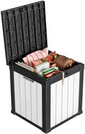 PatioZen 50 Gallon Resin Deck Box, Lockable Outdoor Storage Box for Patio Cushions Storage Furniture,Garden Tools, Pool Supplies, Weatherproof and UV Resistant (Black&White) by OutdoorLivingPerfected