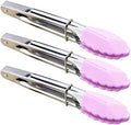 HINMAY 7-Inch Serving Tongs with Silicone Tips, Set of 3 (Pink) by HINMAY