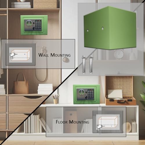 Yuanshikj Small Steel Security Safe Box with Keypad,Key;0.23 Cu Ft, Green - Image 3