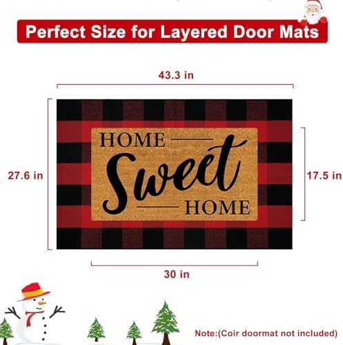 OJIA Christmas Plaid Rug 27.5"x43" Front Door Mats Outdoor Welcome Mat - Image 2