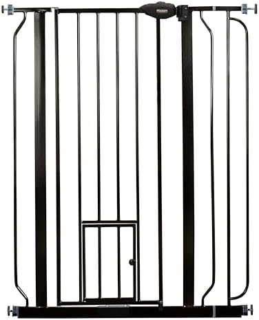 Carlson 36" Extra Tall Walk Through Dog Gate for Doorways & Bottom of Stairs, Metal Pet Gate with Small Pet Door, Expands 29”–36.5”, Black by Carlson%C2%AEPetProducts