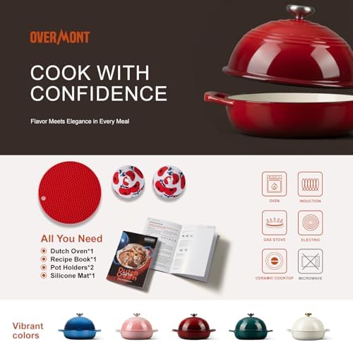 Overmont Enameled Cast Iron Dutch Oven, 6QT Bread Oven with Dome Lid Recipe - Image 6