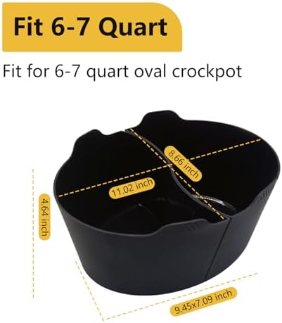 Magikichen Silicone Crock pot Liners,Slow Cooker Liners,6-7 Quart Oval Reusable Crock pot Divider Insert,BPA-Free, Dishwasher Safe 2 in1(Black) - Image 2