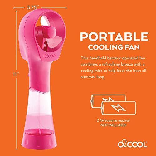 O2COOL Elite Handheld Misting Fan Battery Powered 2-Pack Raspberry - Image 4