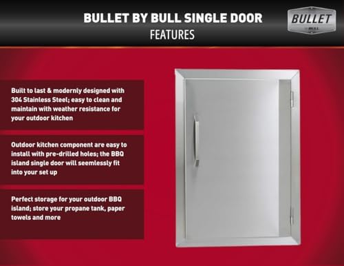 Bullet by Bull Stainless Steel Outdoor - Built-In Liquid Propane Grill -Outdoor Kitchen Island Bundle - Includes 4 Burner BBQ, Single Access Door & Double Storage Drawer - Image 2