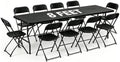 11-Piece 8 FT Black Plastic Folding Table Chairs Set for 10 People by WelcometoEDWINENE