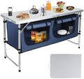Outdoor Folding Camping Table with Storage Organizer(Blue) by Pnbfhn