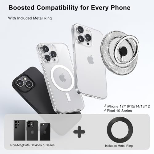 Magnetic Phone Ring Holder for MagSafe, Black-Silver - Image 2