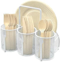 DysanVica Utensil Caddy Silverware Holder - Party Cutlery Organizer White by DysanVica