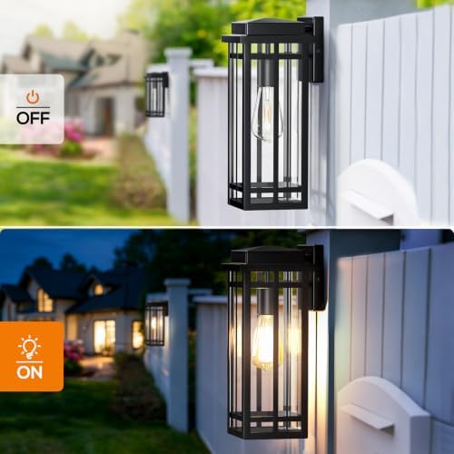 13.8'' Outdoor Wall Light Fixtures 2 Packs, Black Porch Lights - Image 4