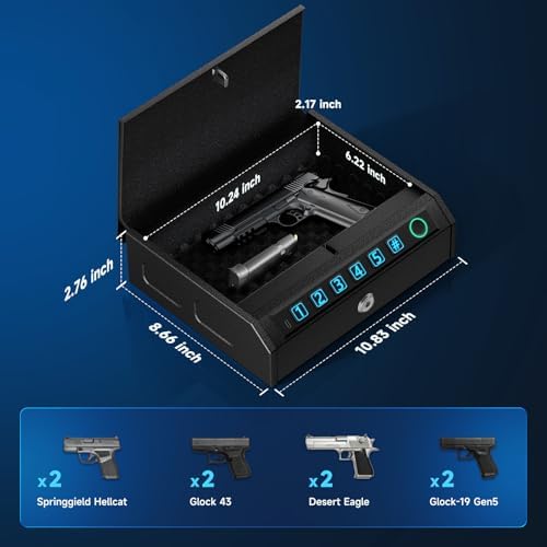 Biometric Gun Safe for Handguns, Pistol Safe Fits 2-3 Handguns - Image 2