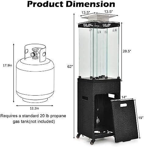 Tangkula 41,000 BTU Propane Patio Heater with Waterproof Cover (Black) - Image 4