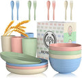 Homienly Wheat Straw Dinnerware Sets 20 PCS Plates and Bowls Sets Microwave and Dishwasher Safe Dish Set Unbreakable Camping Dish Set Cups and Plates Sets for Kitchen, Picnic, RV (Multilight) by HOMIENLY