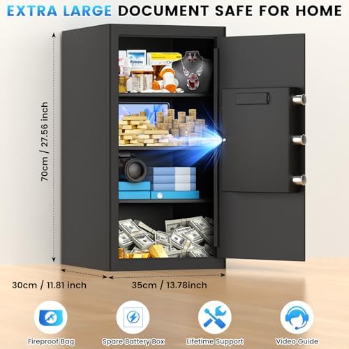 27.56"H Steel Safe Box, 6.0 Cuft Home Safes with Fireproof Waterproof Bag - Image 2