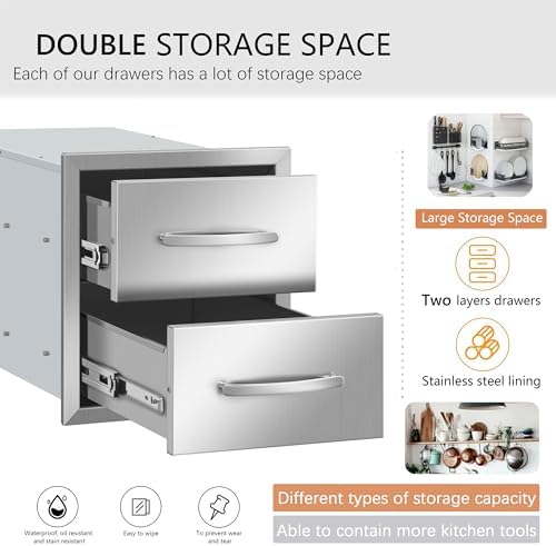 Outdoor Kitchen Drawers 14" W x 15" H x 23" D Stainless Steel - Image 3