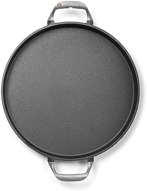 Outset BBQ Paella & Deep Dish Pizza Pan, 18.2” x 14.1” x 1.3" Cast Iron Pan - Image 2