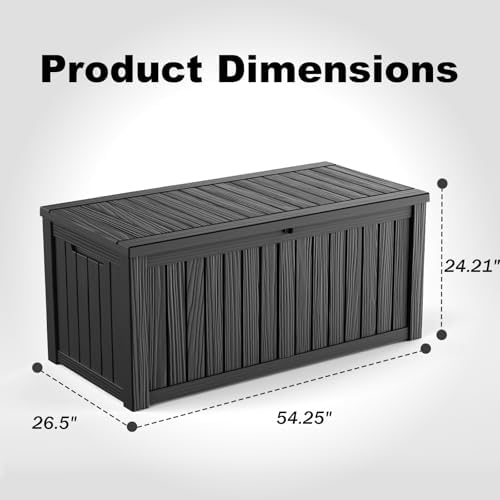 ROJIK Outdoor Storage Housing Deck Box - Waterproof Patio Furniture, Garden Tools, Cushions, Pool Accessories Storage Bench with Lockable Lid and Side Handles (Black 158 Gal) - Image 2