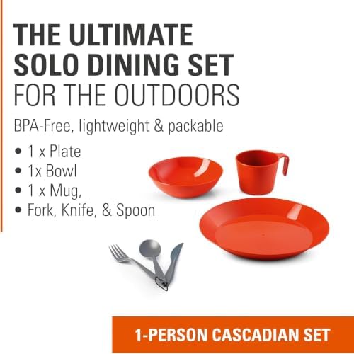 GSI Outdoors Cascadian Table Set I 6-Piece Camping, Backpacking Mess Kit, Plastic BPA Free, Plate, Bowl, Mug, Cup & Cutlery Set - Image 2