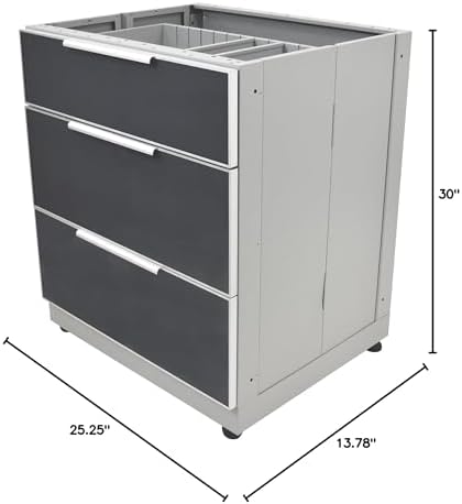 Blue Sky Outdoor Living ,OKC3024GDR3DG, 3-Drawer Outdoor Kitchen Cabinet – Heavy-Duty Storage – Weather-Resistant Modular Base for Patios and BBQ Islands – Slate Gray - Image 3