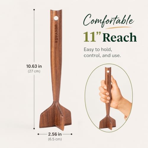 Teak Wood Meat Chopper, Hamburger Smasher,10.63 Inches - Image 3