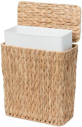 Coeusy Wicker Trash Can, Small Bathroom Trash Can with Lid, 3 Gallon by WEAVECOMFORTINTOEVERYCORNER