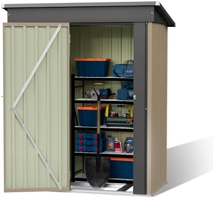 Patiowell 5x3 FT Outdoor Storage Shed with Floor Frame, Small Metal Sheds - Image 6