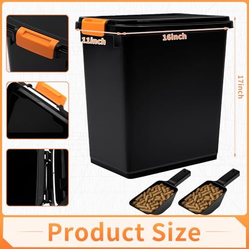 Maxdot 2 Sets 33lb Dry Pellet Storage Bin Pack with Scoops and Labels Grill Accessories Wood Pellet Storage Containers with Flavor Stickers Airtight for Grill Pellets - Image 2