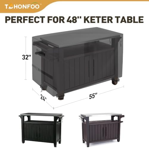 Outdoor Prep Table Cover 55 x 24 x 32in, Compatible with Keter Unity XL - Image 2