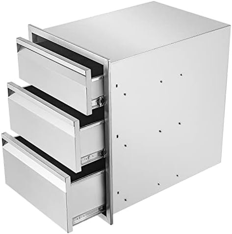 16" W Outdoor Kitchen Drawer Stainless Steel BBQ Triple Drawer Flush Mount for Outdoor Kitchen Island(Overall Size:16" W x 21" H x 23" D inch) - Image 4