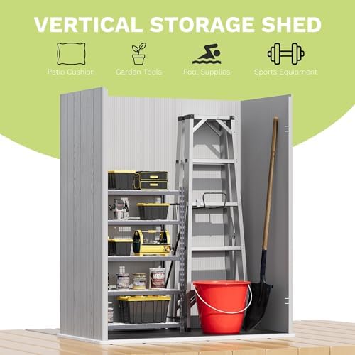 Devoko 5x3 FT Resin Outdoor Storage Cabinet, Plastic Shed with Floor - Image 4
