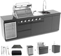 98.4 Inch Outdoor Kitchen Island, 72000 BTU Propane Gas Grill Combination With Refrigerator and Sink, Outdoor Stainless Steel Barbecue Bar, Propane Grill for Patios, Gardens, Parties by Qeeka