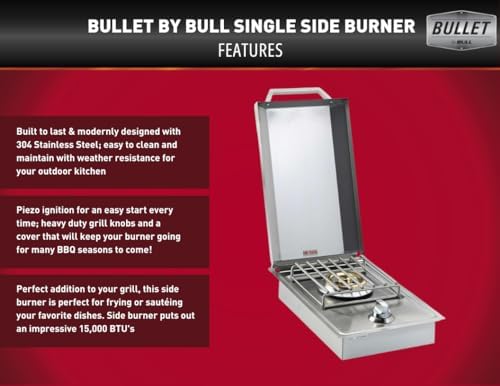 Bullet by Bull Stainless Steel Outdoor Kitchen Set - Built-In Liquid Propane Grill, Perfect for Entertaining -BBQ Kitchen Isl& Bundle - Includes 4 Burner Grill, Single Access Door & Side Burner - Image 4
