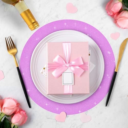 30 PCS Pink Paper Placemats Round Place Mat Glitter Disposable Paper Charger Doilies Tablemats for Birthday Wedding Dinner Table Decor(13x13inch) - Image 4