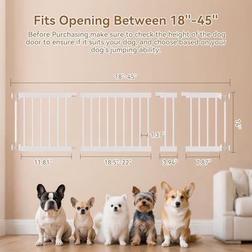 Short Dog Gate,18"-45" Adjustable Extra Wide Metal Short Dog Gate to Step Over, 13" Tall Small Pet Gate with 3 Extension Kits - Image 2