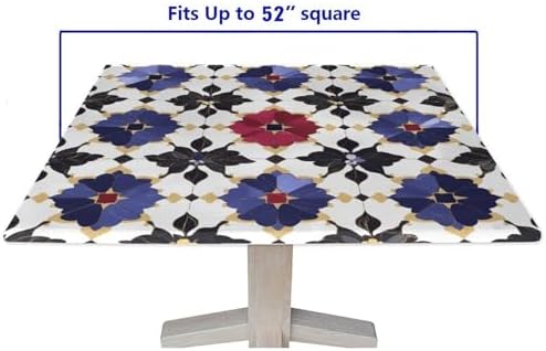 Square Tablecloth Fitted, Moroccan Trellis Pattern Printed on Polyester Patio Table Cover Square, Perfect for Everyday Use Home Decor, Fit for 52" x 52" Square Tables - Image 5