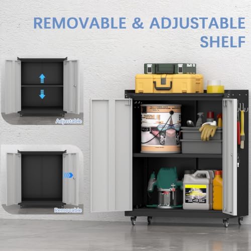 IRONFFICE Locking Storage Cabinet, Steel Garage Cabinet with Wheels, Utility Tool Cabinet for Garage, Home Office and Warehouse - Image 6