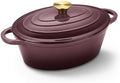Oval Dutch Oven for Bread Baking, 4.5 Quart Non Stick Enameled Cast Iron Dutch Oven Pot with Lid, Oven Safe Oval Casserole with Lid up to 500°F for Baking, Braising, Stews, Roasting, Fig by Kerilyn